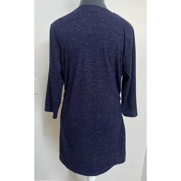 Kiyonna Top 0X =10 12 Bellini Blue Star Night Glitter Slimming Versatile $68 - Picture 7 of 16